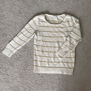 Banana Republic Striped Cream and Gold Women's Sweater